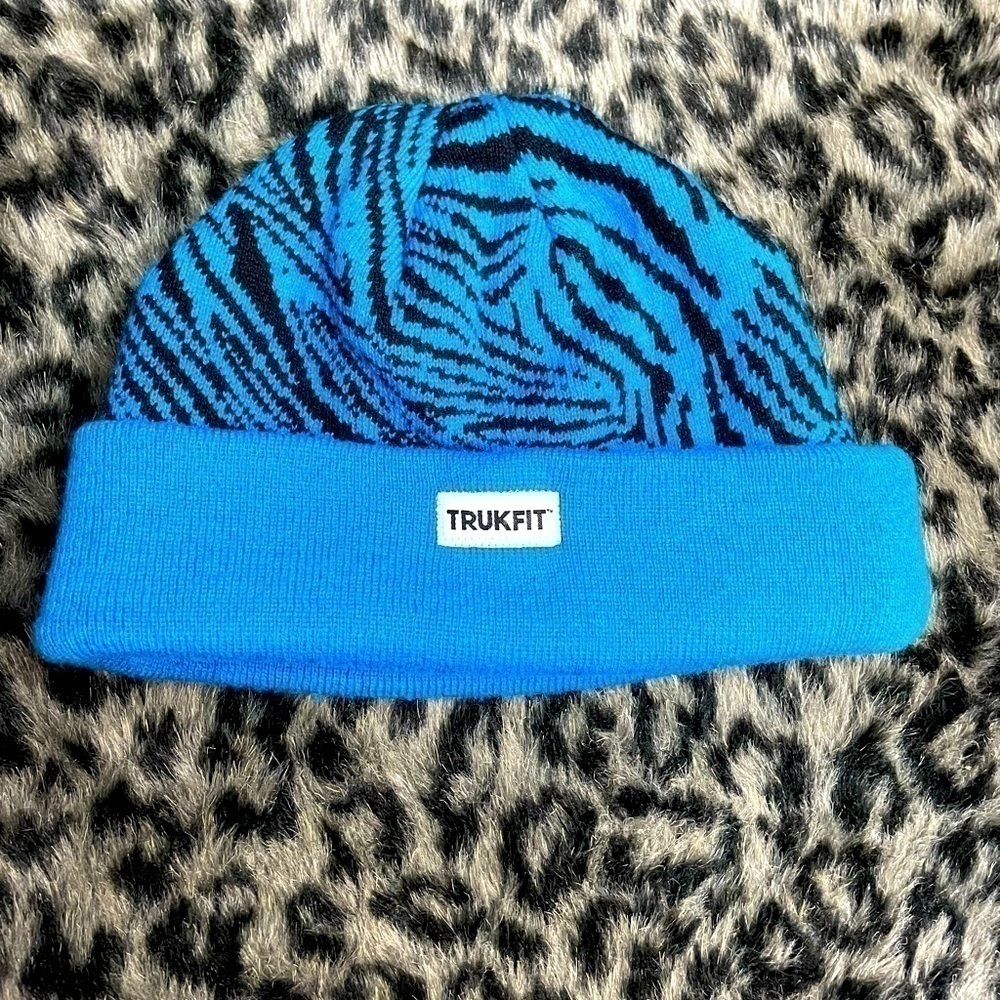 Trukfit Striped Print Soft Winter Beanie Lil Wayne Blue Black One Size